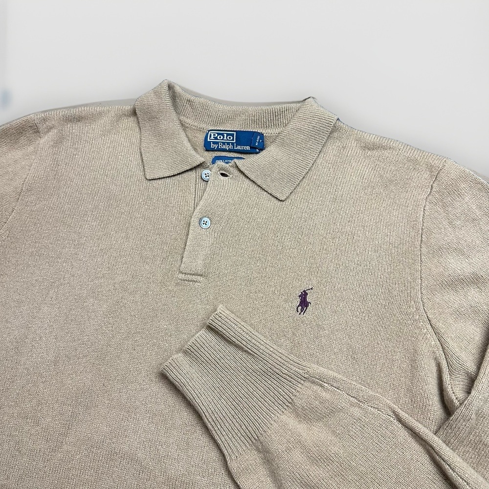 Polo Ralph Lauren Brown Polo Sweater Long Sleeve Mens XL 100% Lambs wool Preppy
